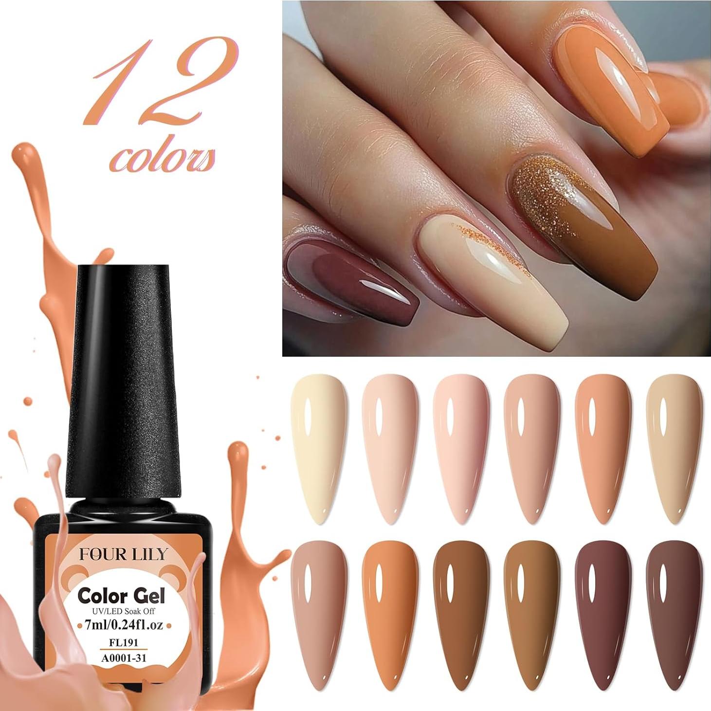 Set de Esmalte de Uñas en Gel 12 Colores Four Lily 7ml