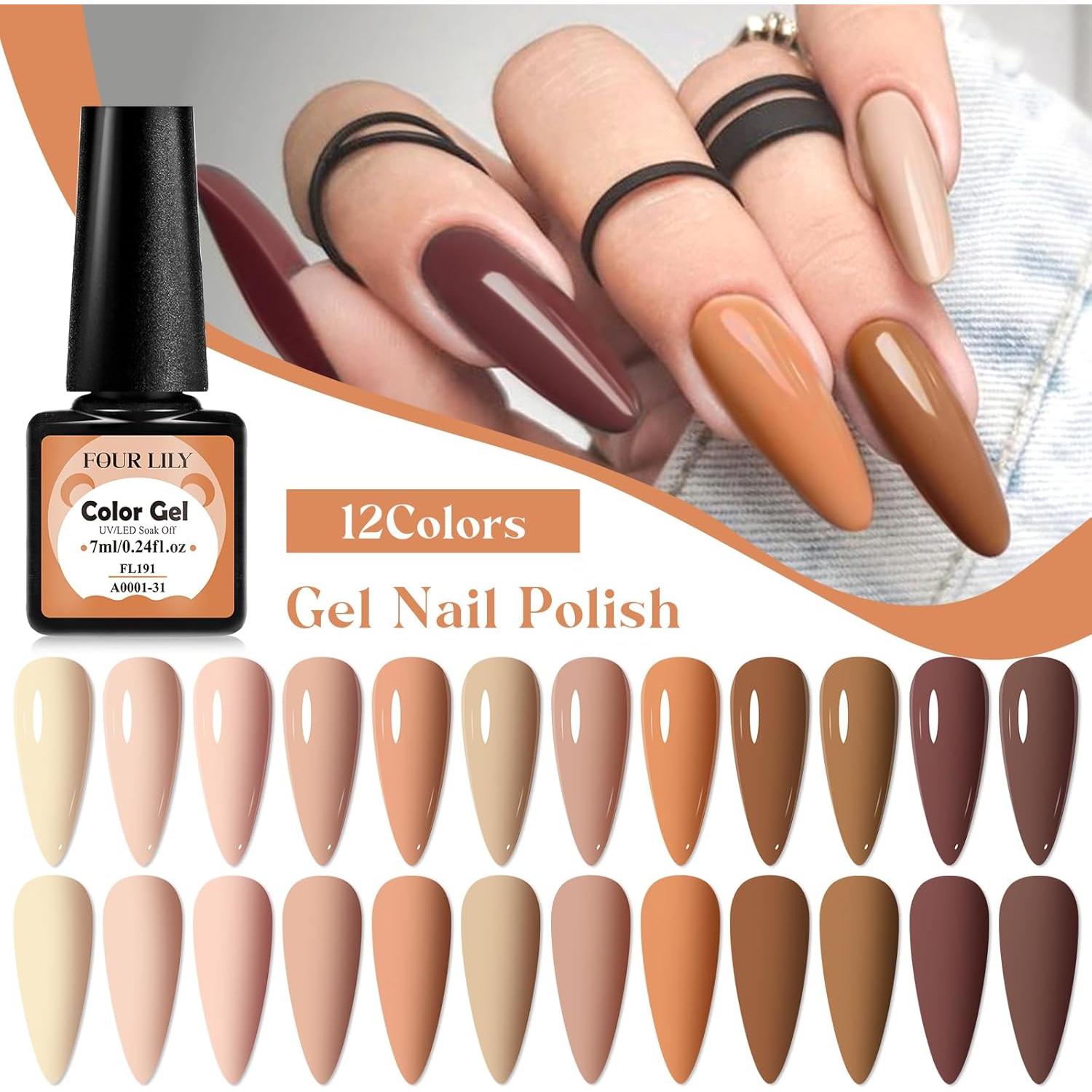 Set de Esmalte de Uñas en Gel 12 Colores Four Lily 7ml