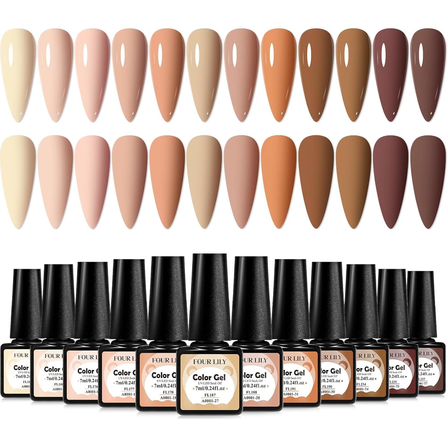 Set de Esmalte de Uñas en Gel 12 Colores Four Lily 7ml