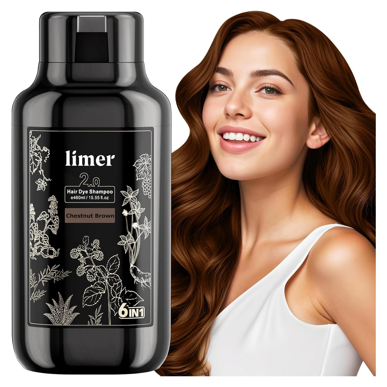 Champú Color Castaño 6-en-1 Limer 460ml - Natural y Sin Amoníaco