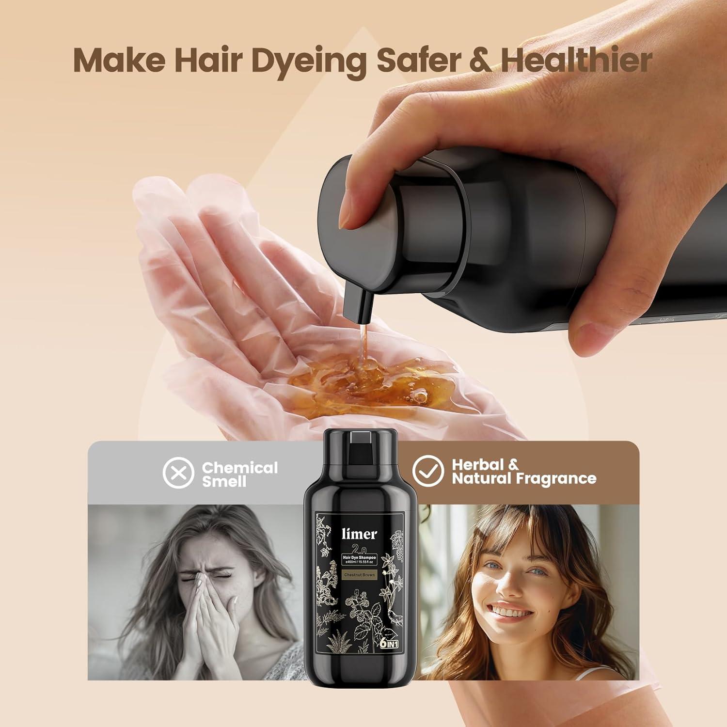 Champú Color Castaño 6-en-1 Limer 460ml - Natural y Sin Amoníaco