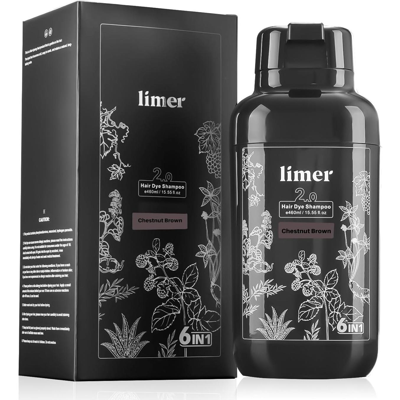 Champú Color Castaño 6-en-1 Limer 460ml - Natural y Sin Amoníaco