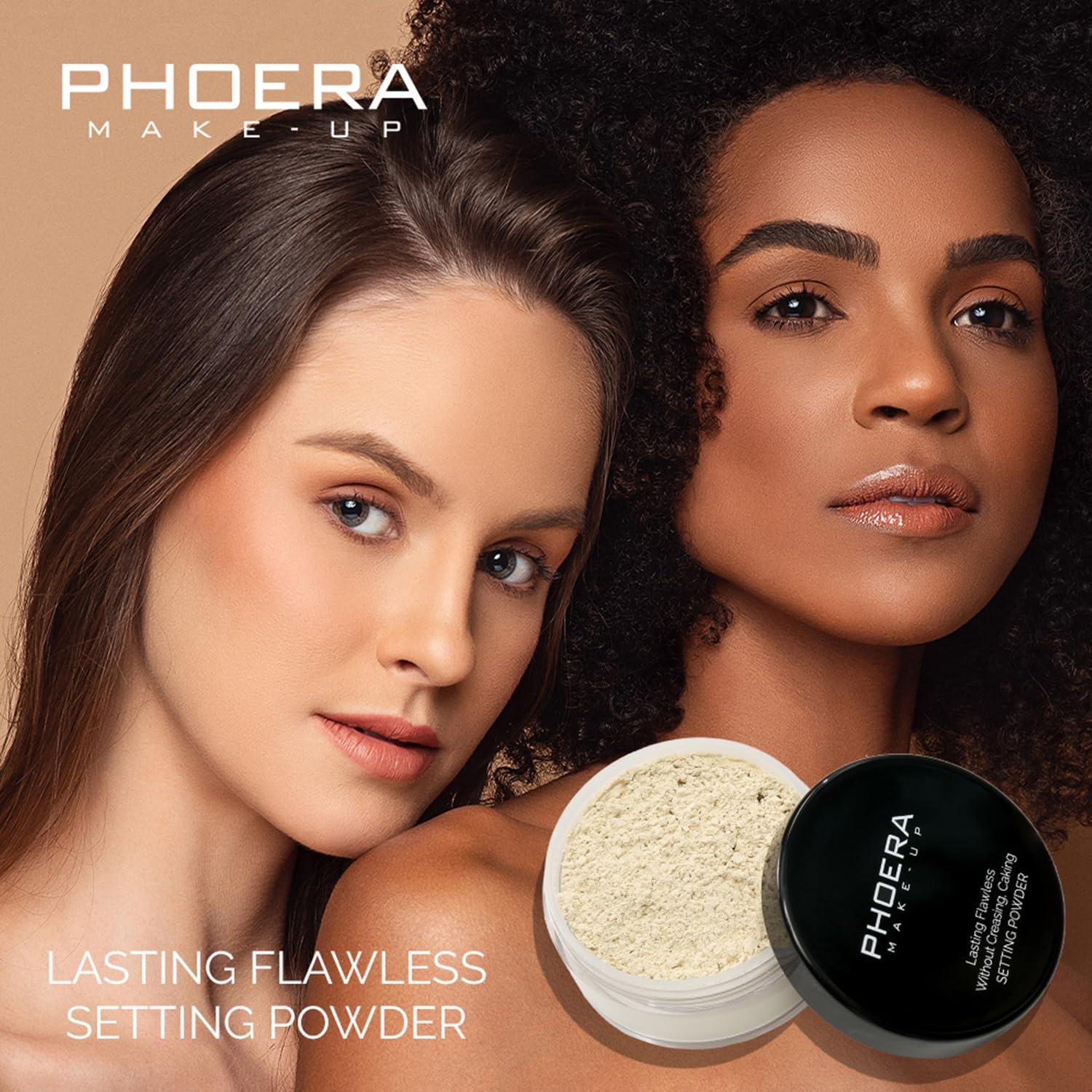 Base de Maquillaje PHOERA Cobertura Total + Polvo Fijador 28g