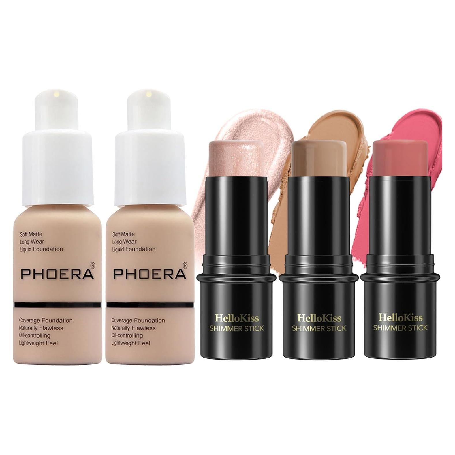 Kit de Maquillaje Hilareco PHOERA 3 Piezas Contorno y Rubor