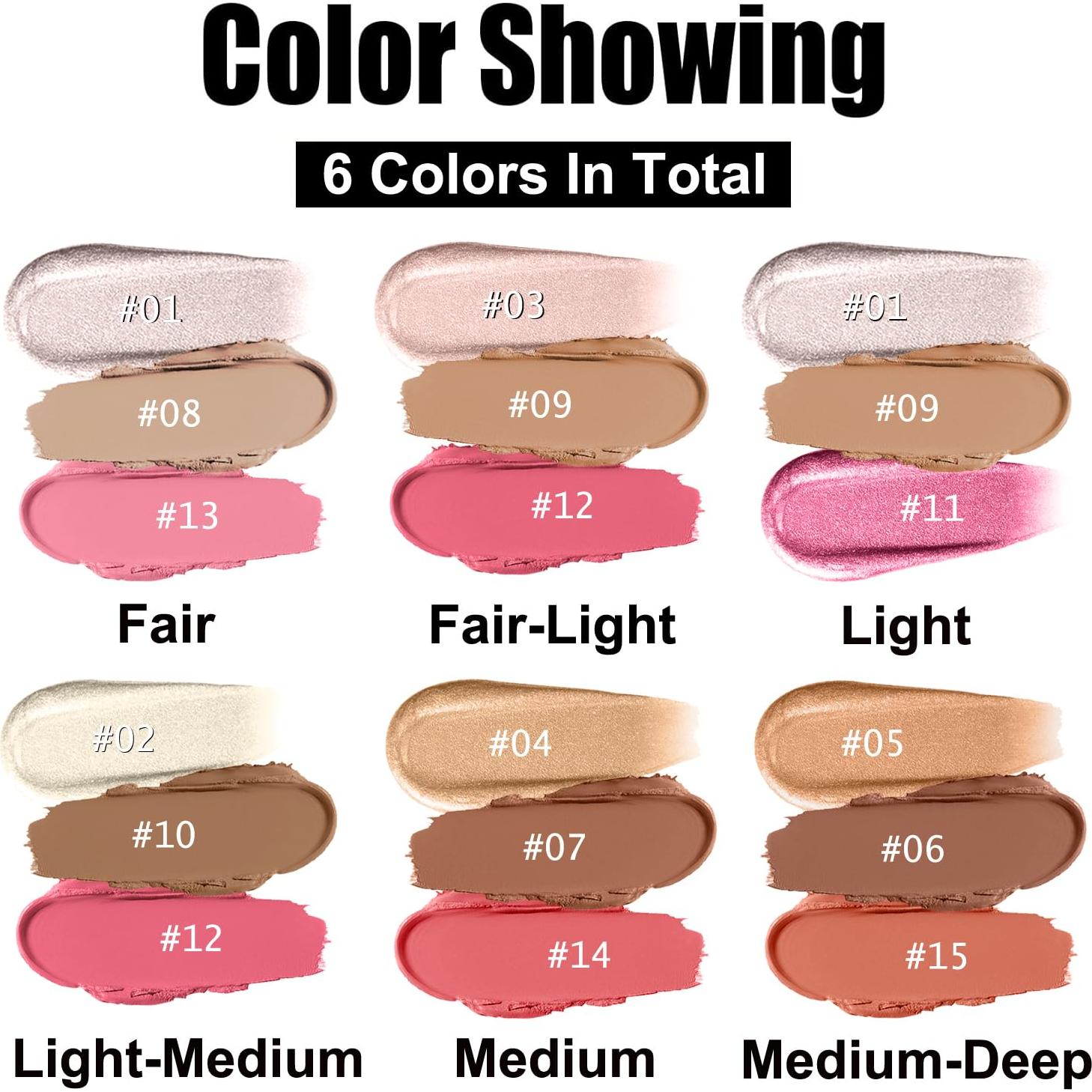 Kit de Maquillaje Hilareco PHOERA 3 Piezas Contorno y Rubor