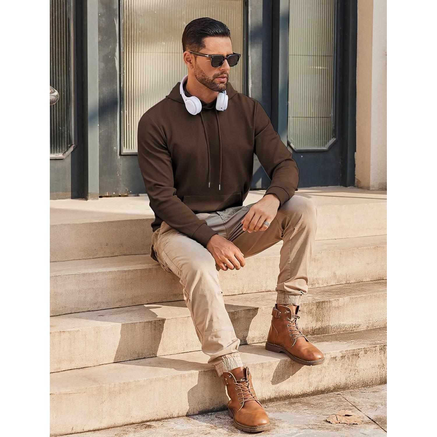 Sudadera con Capucha COOFANDY para Hombre XX-Large Marrón