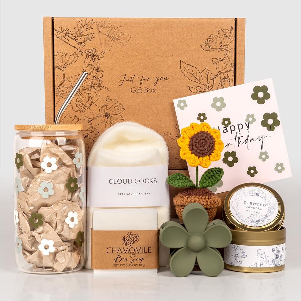 Cesta de Regalo de Cumpleaños para Mujeres AUOVKOCA 21x21 cm