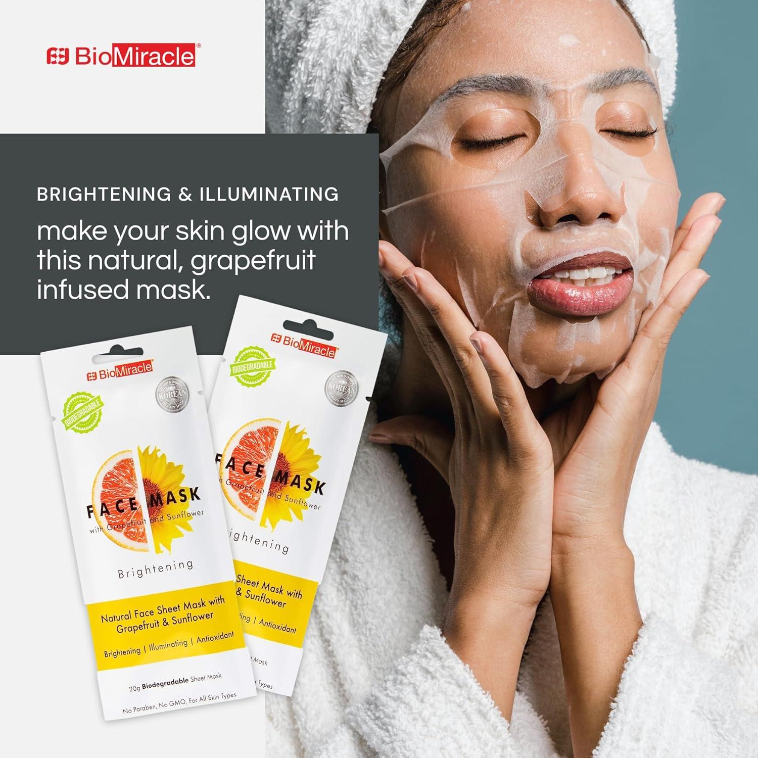 Máscara Facial BioMiracle de Pomelo y Girasoles - Paquete de 5