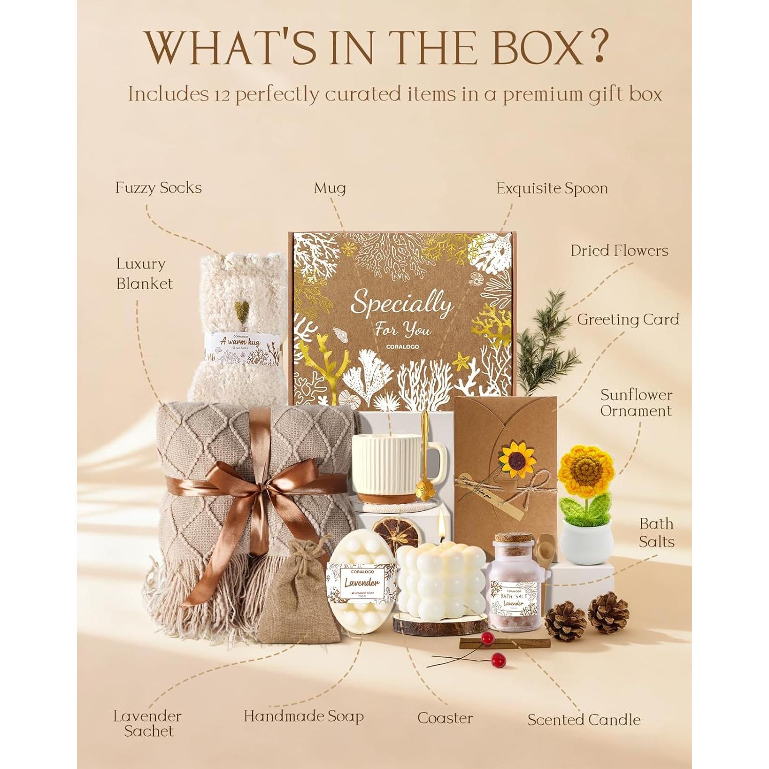 Cesta de Regalo Spa Coralogo Girasol 12 Piezas Cuidado Personal