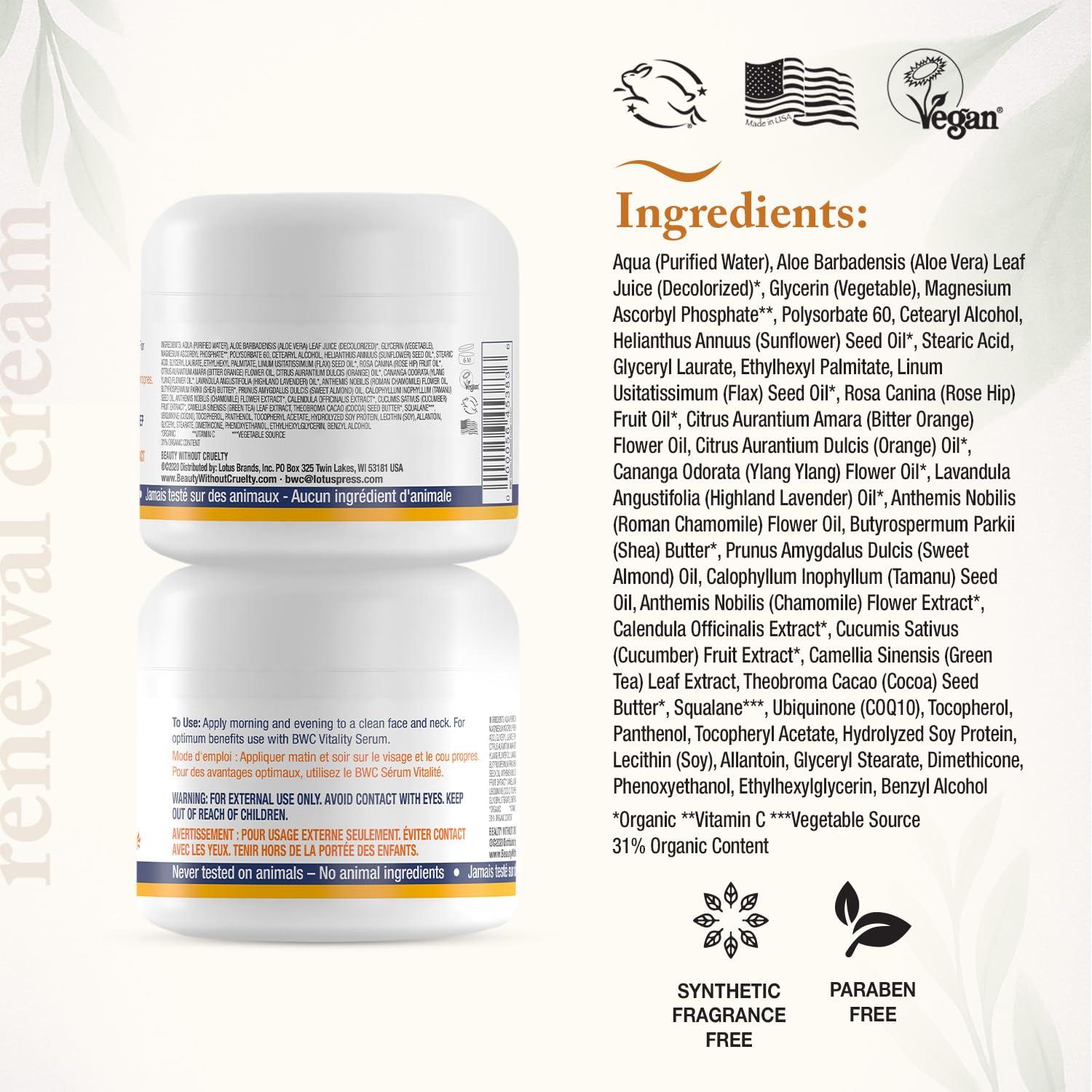 Crema Facial Hidratante Vitamina C BWC 56.7 g Orgánica