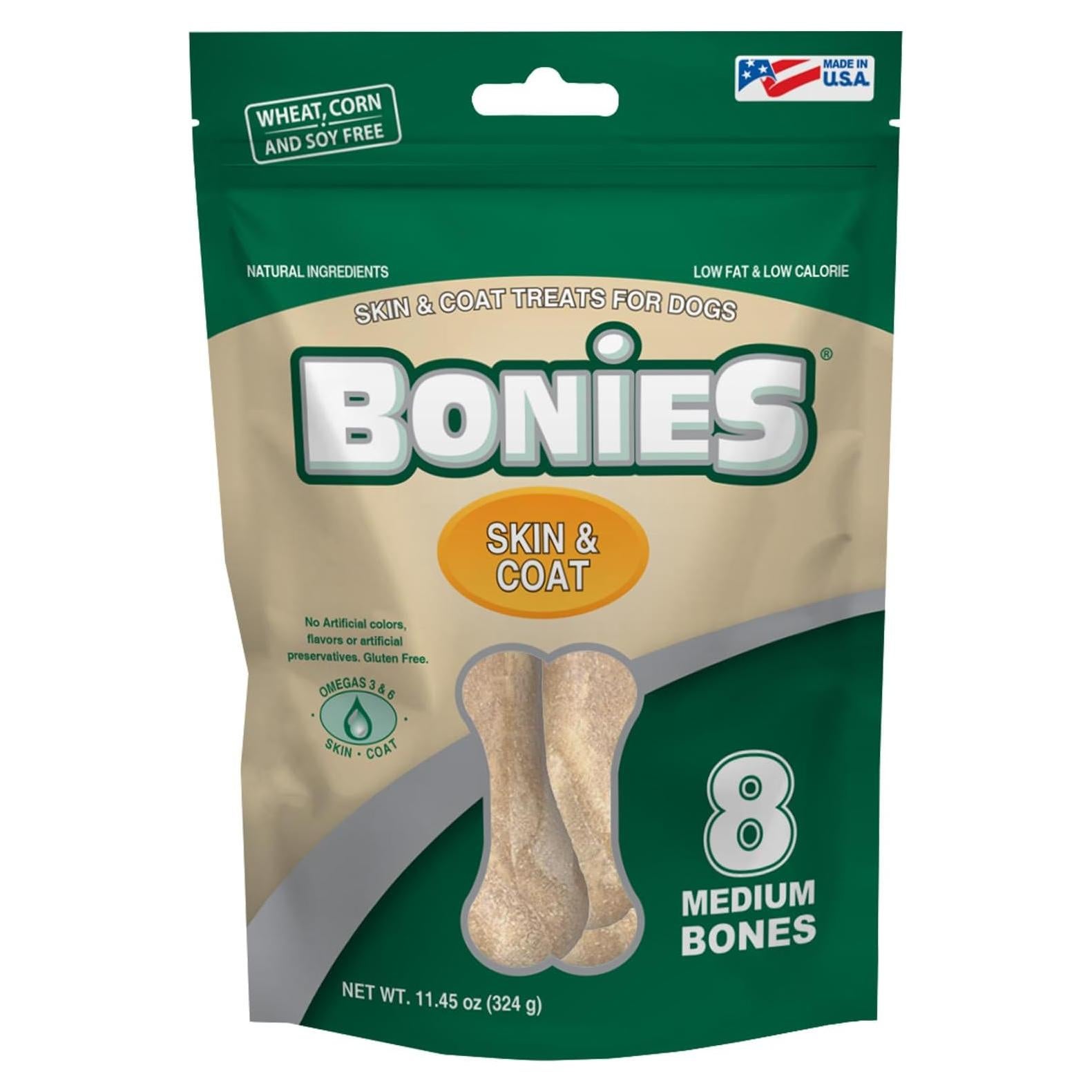 Bonies Hueso Natural para Piel y Pelaje Sabor Pollo 8 Unidades