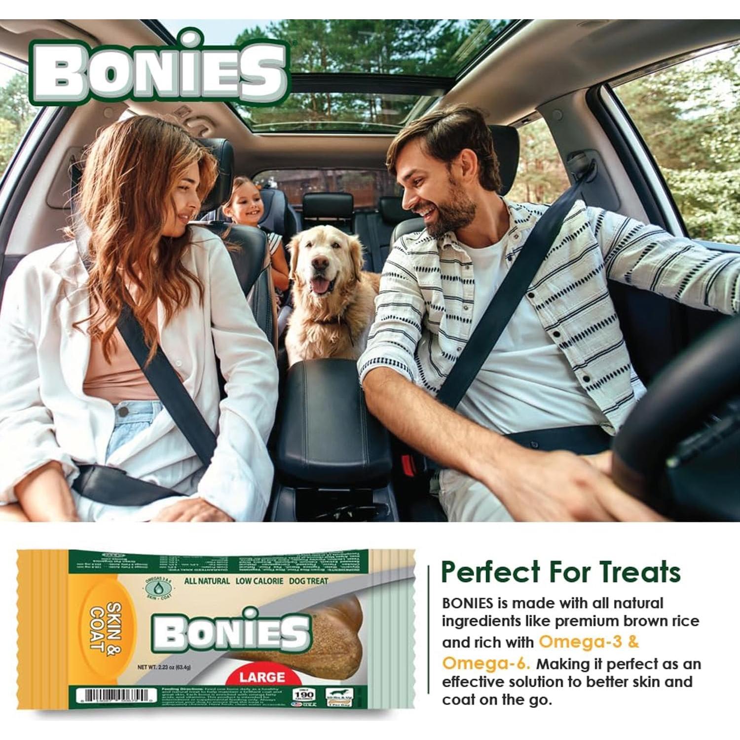 Bonies Hueso Natural para Piel y Pelaje Sabor Pollo 8 Unidades