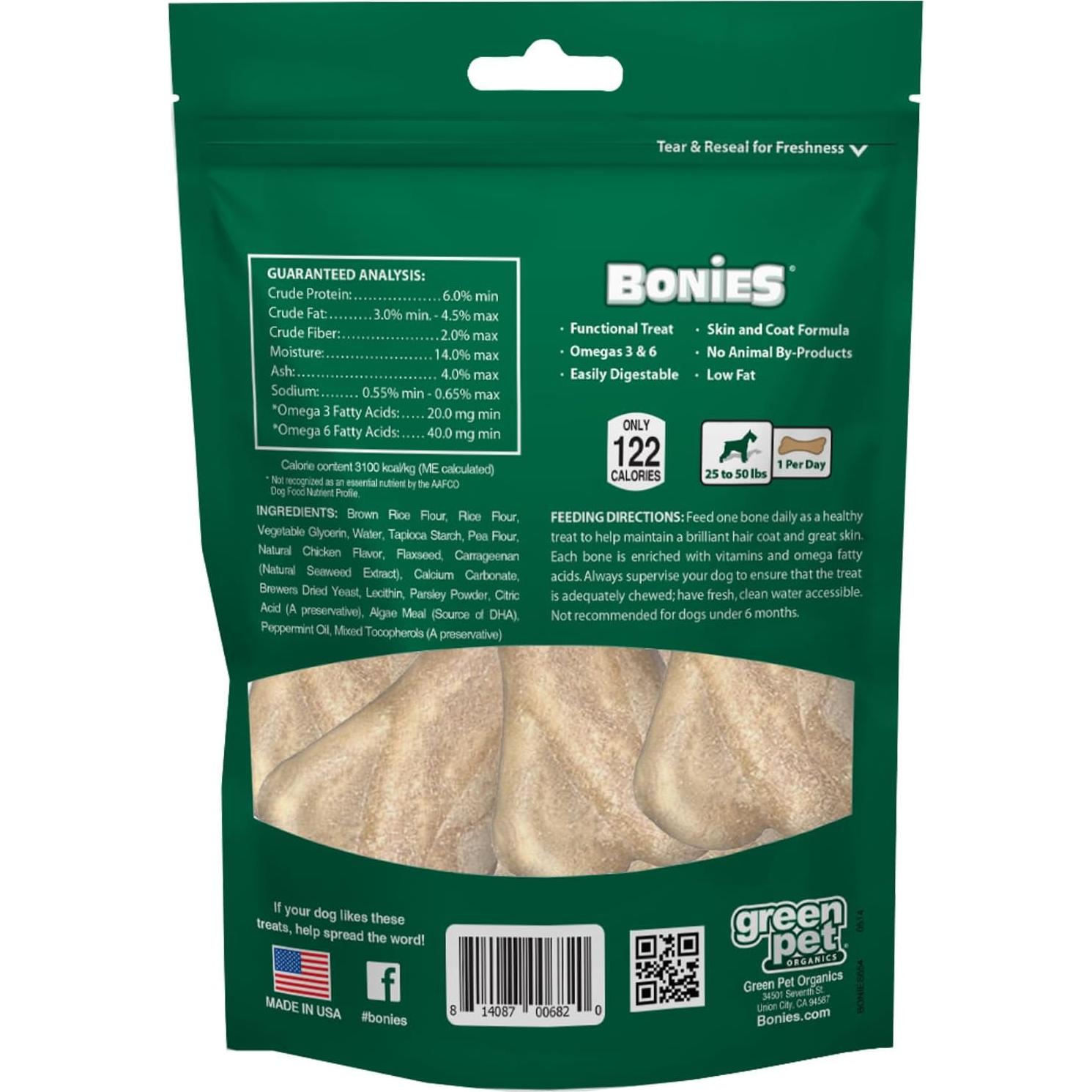 Bonies Hueso Natural para Piel y Pelaje Sabor Pollo 8 Unidades