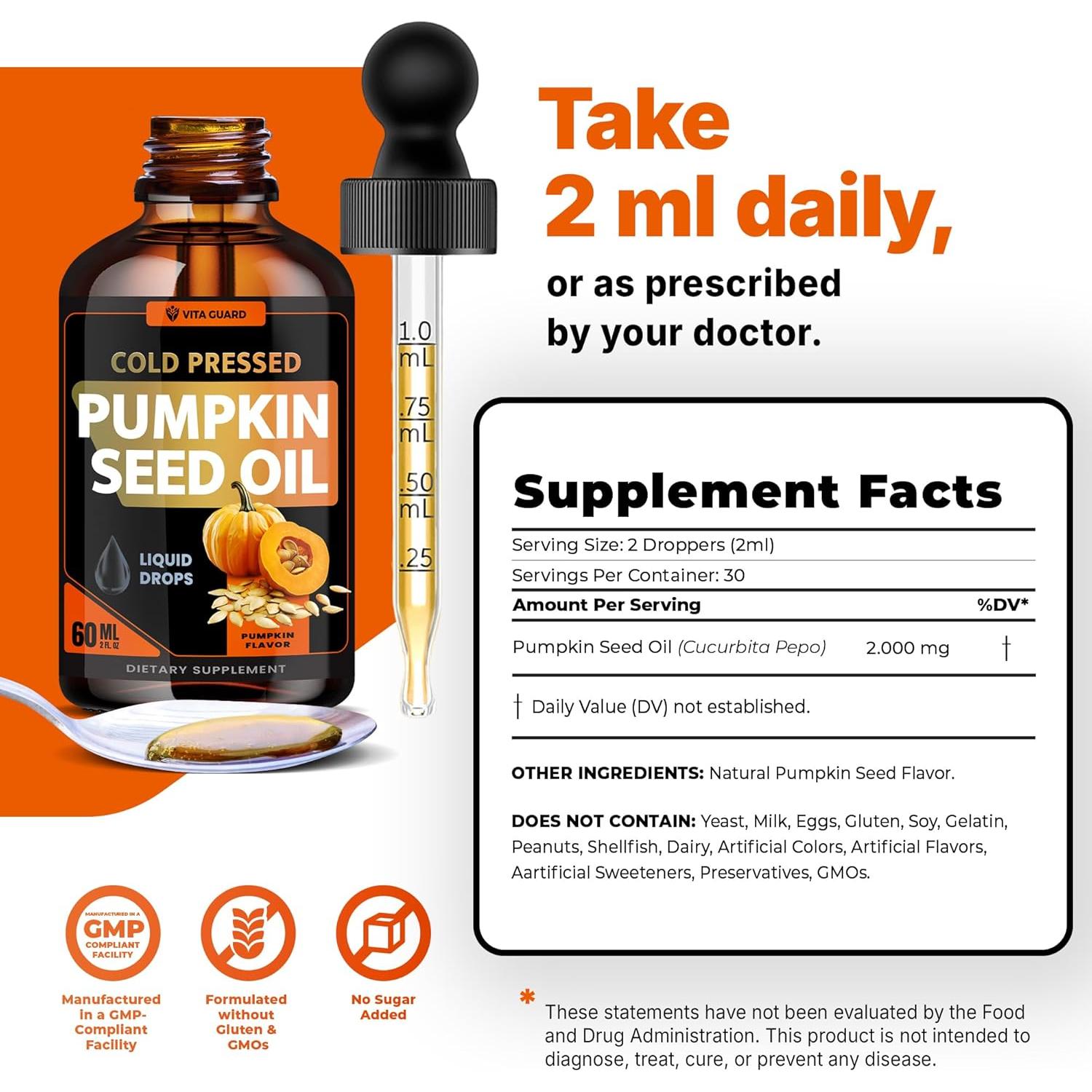 Aceite de Semilla de Calabaza Prensado en Frío Vita Guard 60ml