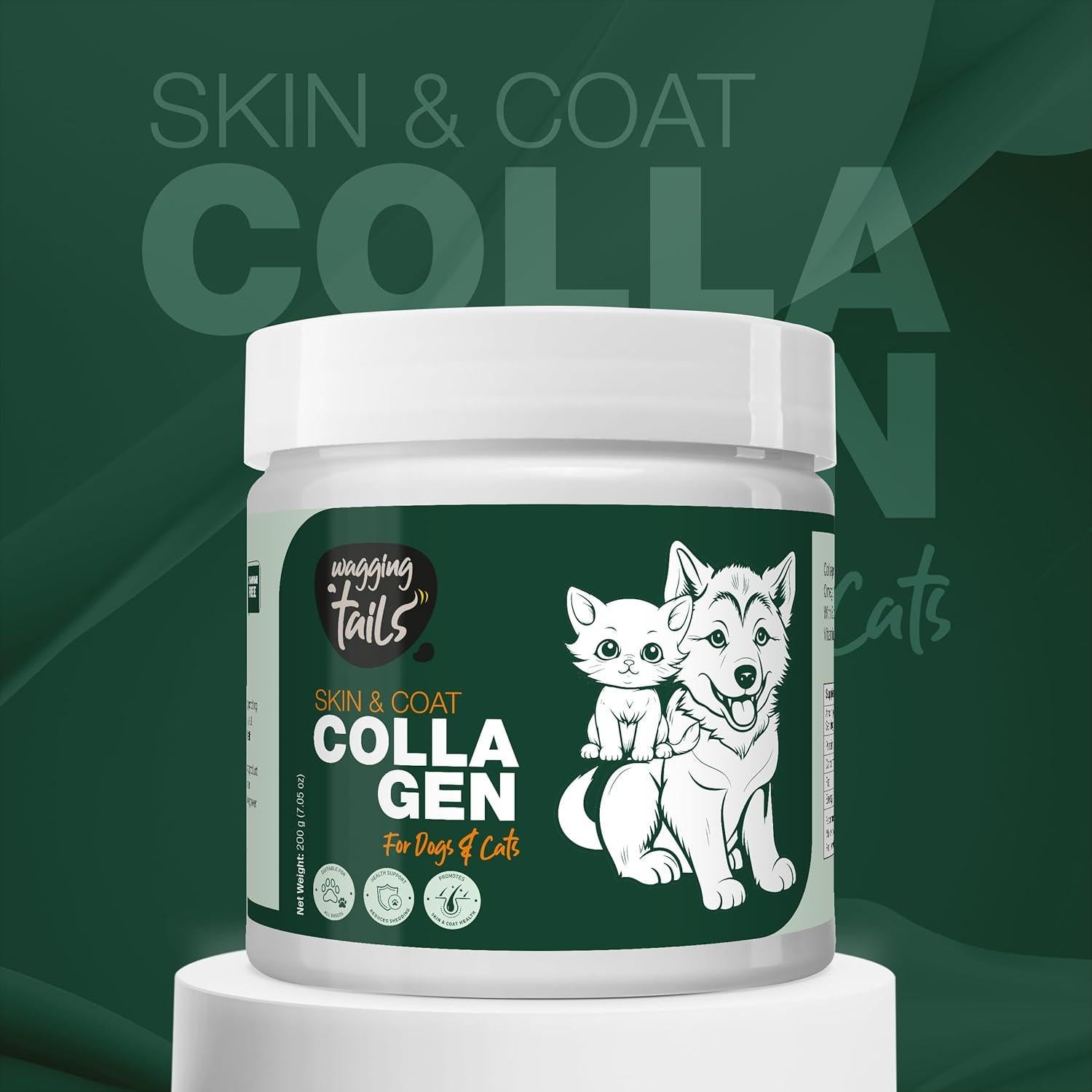 Polvo de colágeno para piel y abrigo Wagging Tails - 200 g