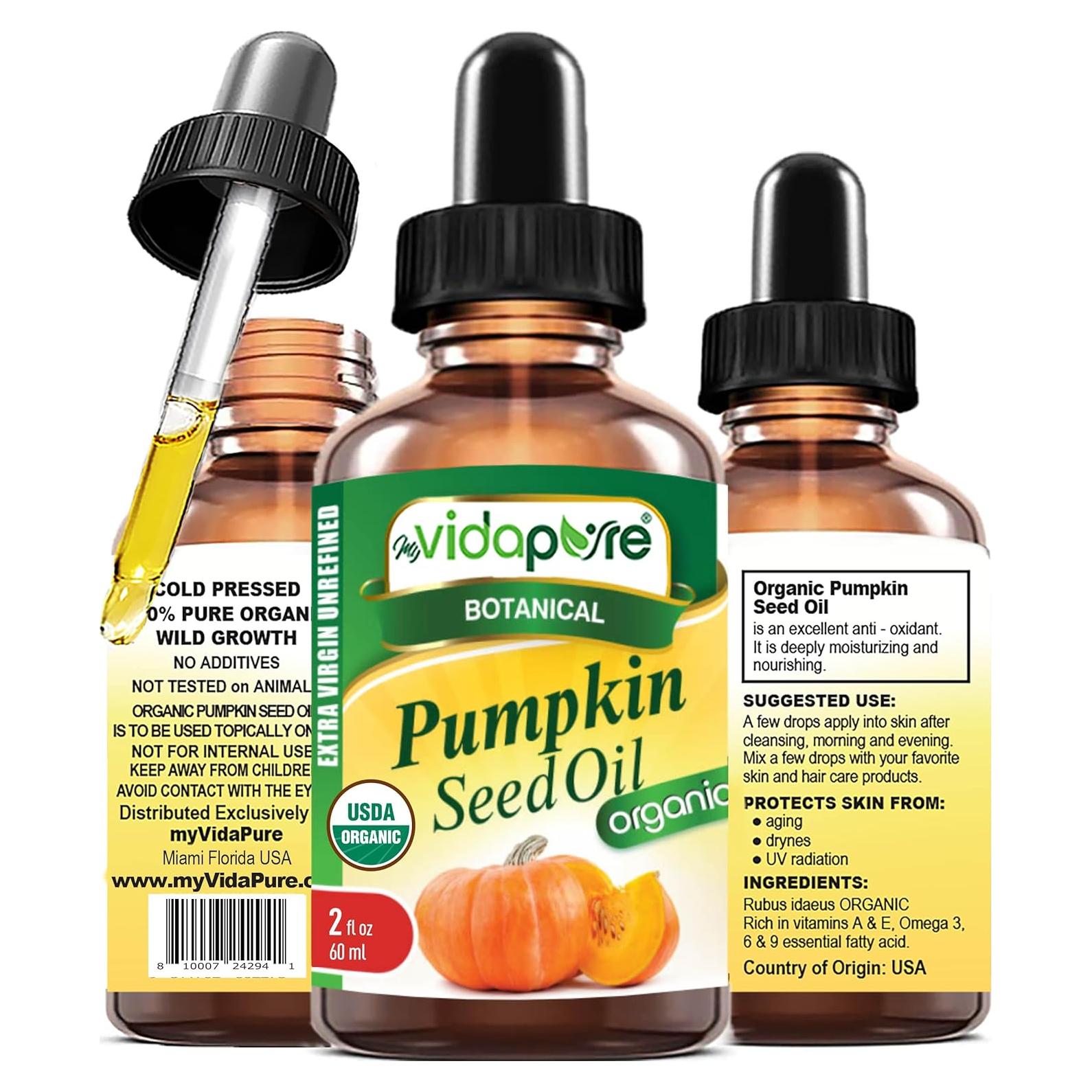 Aceite de Semilla de Calabaza Orgánico myVidaPure 59 ml Puro Extra Virgen