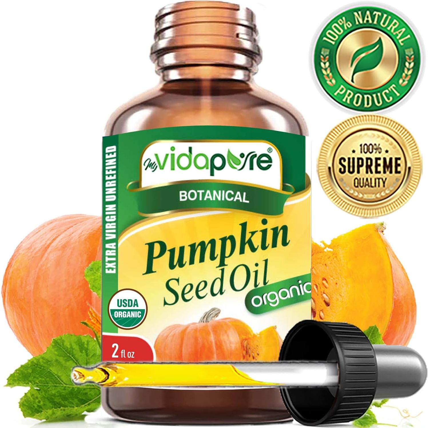Aceite de Semilla de Calabaza Orgánico myVidaPure 59 ml Puro Extra Virgen
