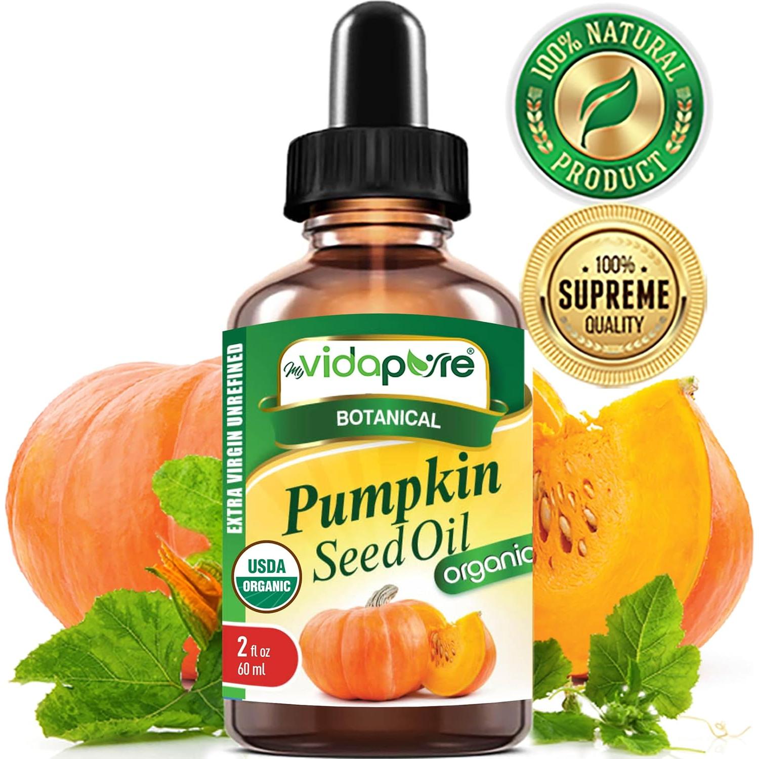 Aceite de Semilla de Calabaza Orgánico myVidaPure 59 ml Puro Extra Virgen