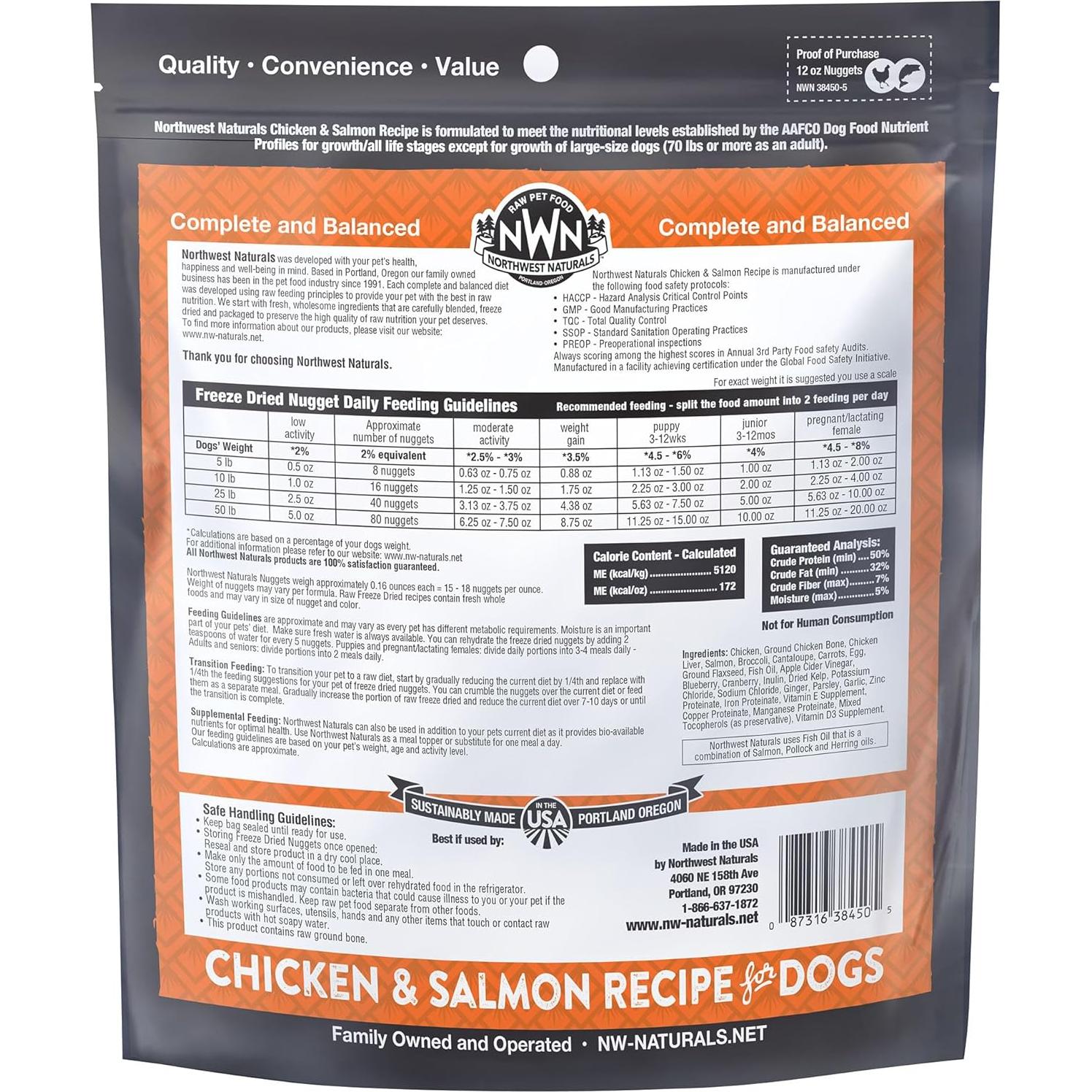 Comida Deshidratada para Perros Northwest Naturals 340g Pollo y Salmón