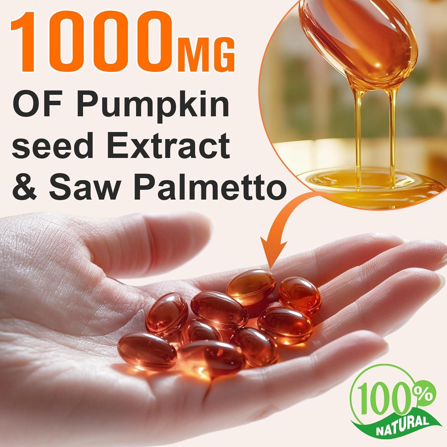 Aceite de Semilla de Calabaza 1000mg con Saw Palmetto 300 Softgels