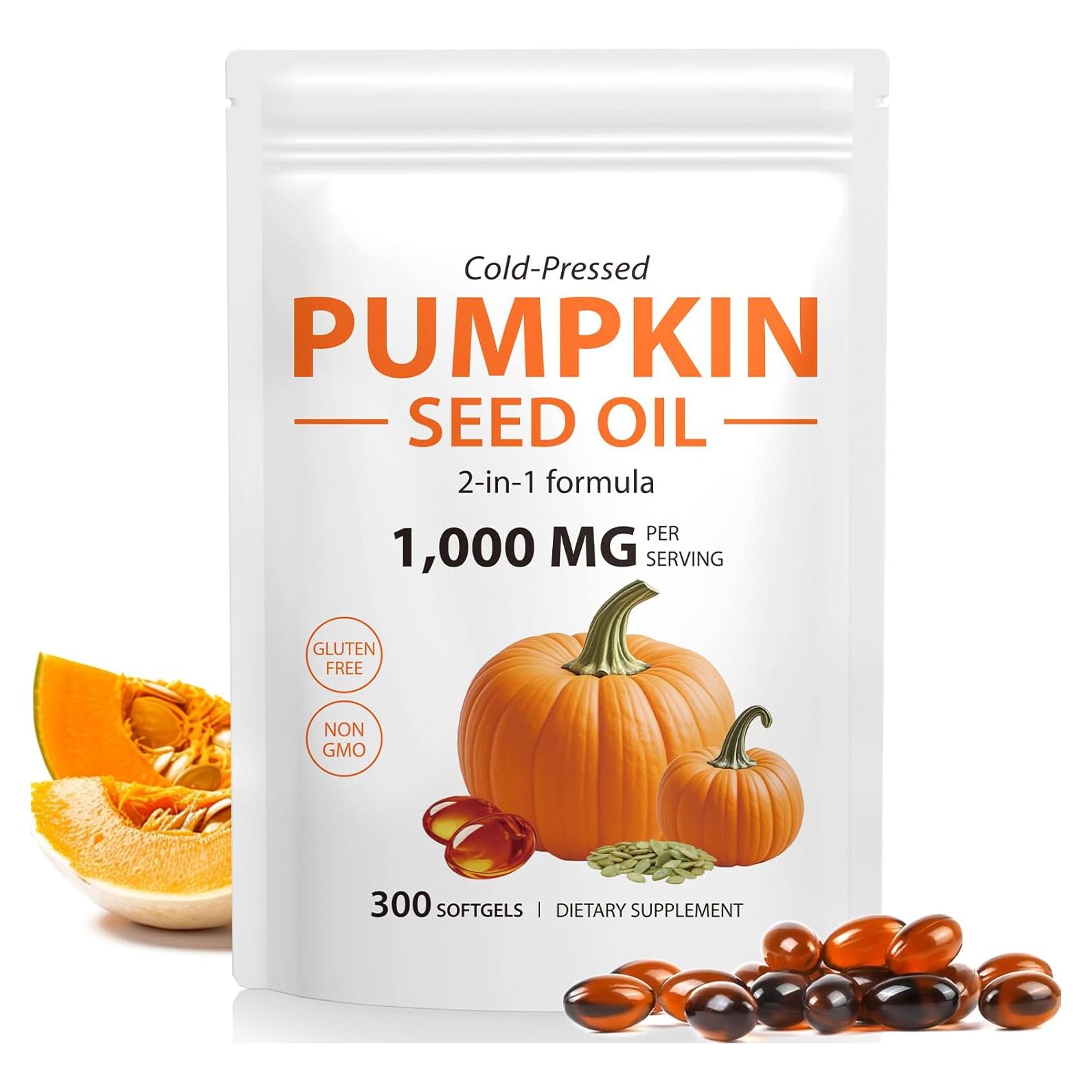 Cápsulas de Aceite de Semilla de Calabaza 1000mg - 300 Gelatinas Blandas