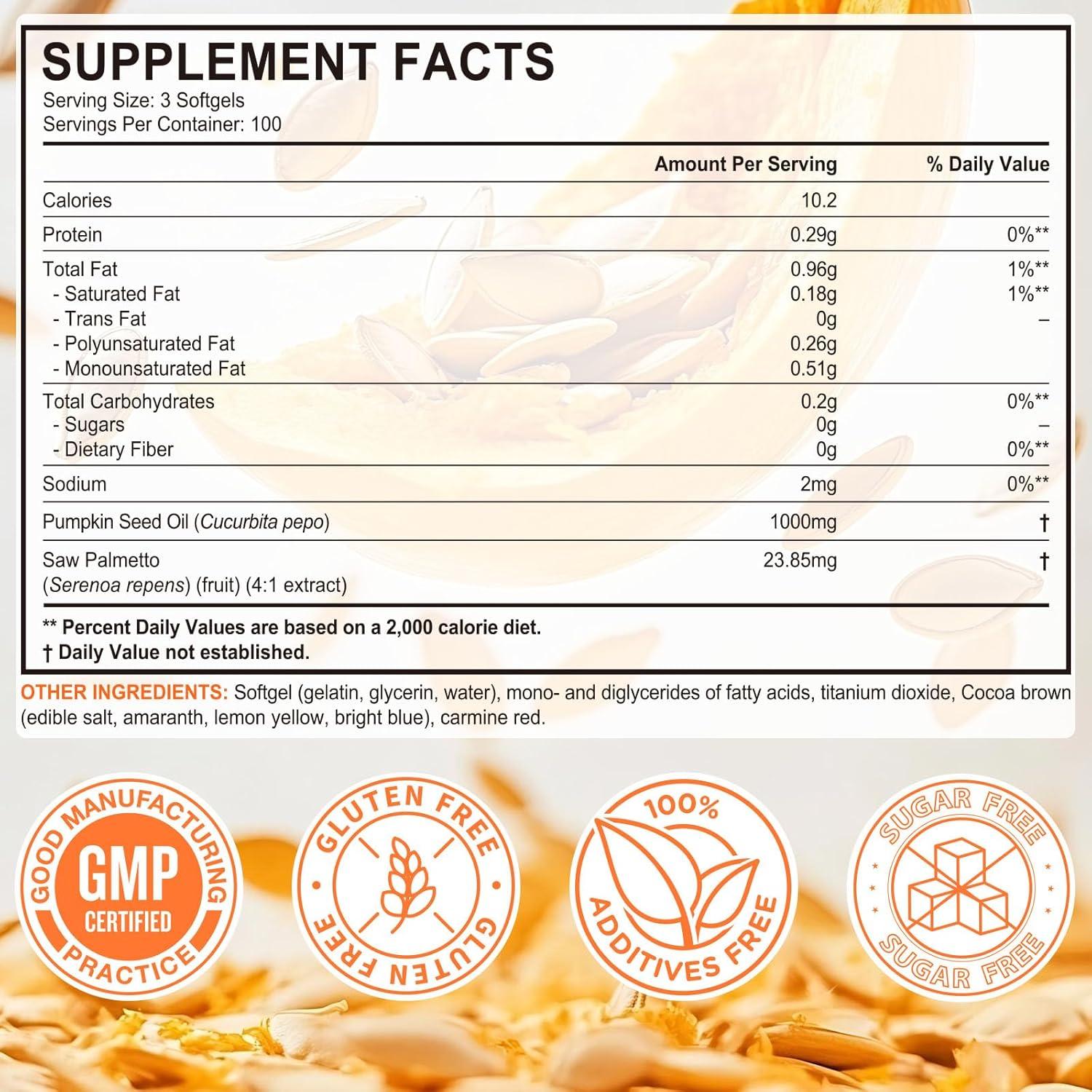 Cápsulas de Aceite de Semilla de Calabaza 1000mg - 300 Gelatinas Blandas