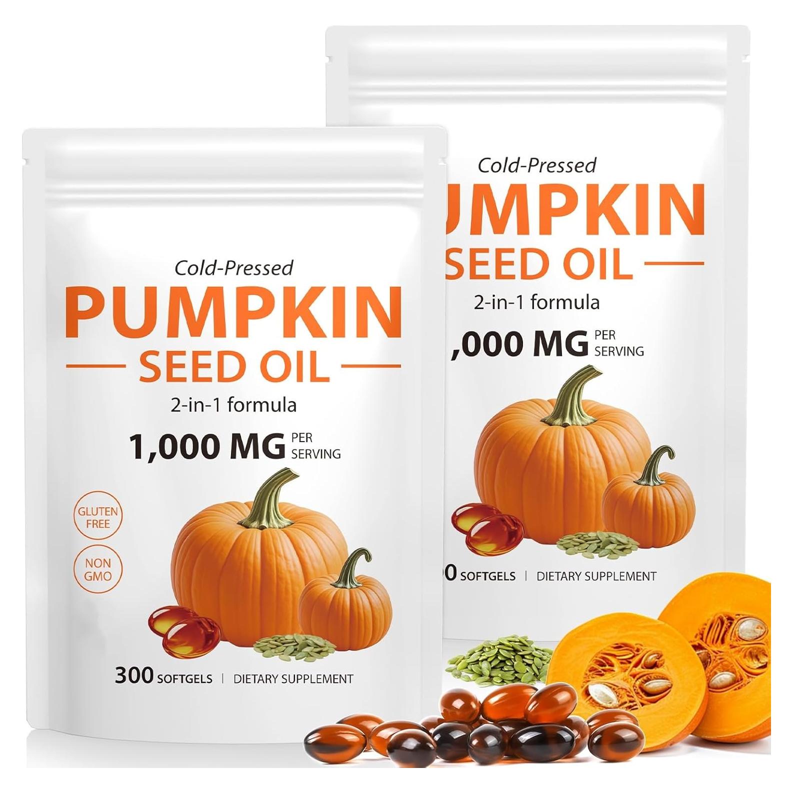 Cápsulas de Aceite de Semilla de Calabaza 1000mg - 300 Gelatinas