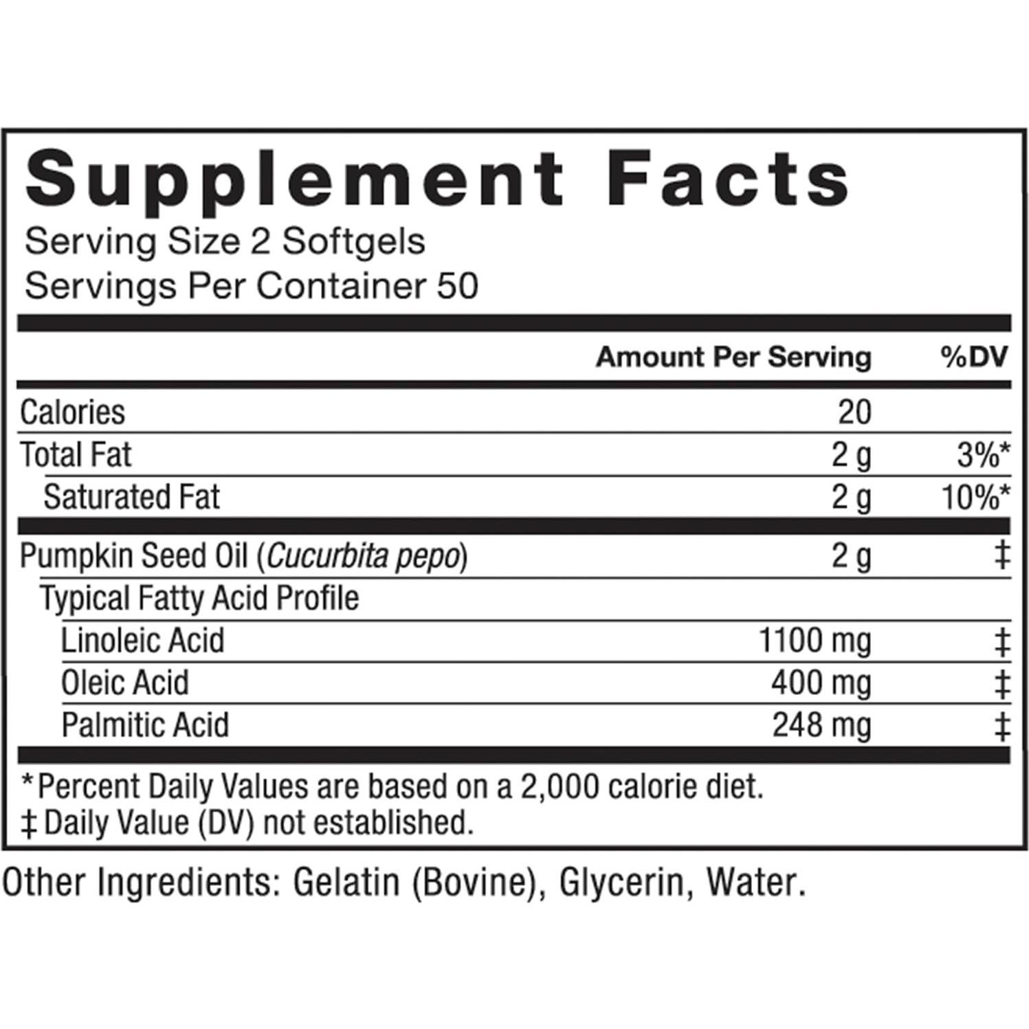 Cápsulas de Aceite de Semilla de Calabaza Force Factor 100 Gelatinas