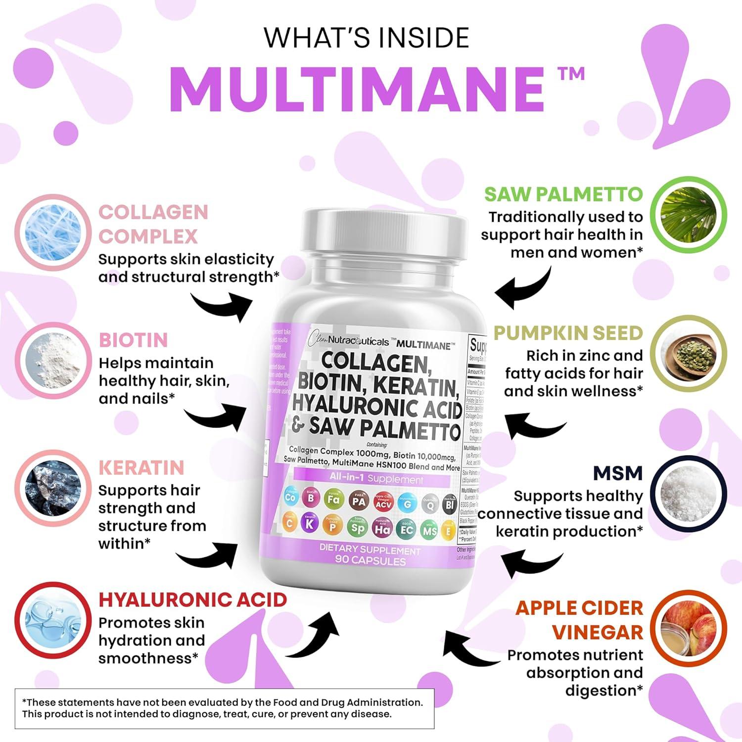 Píldoras de colágeno Clean Nutraceuticals 1000mg Biotina 10000mcg