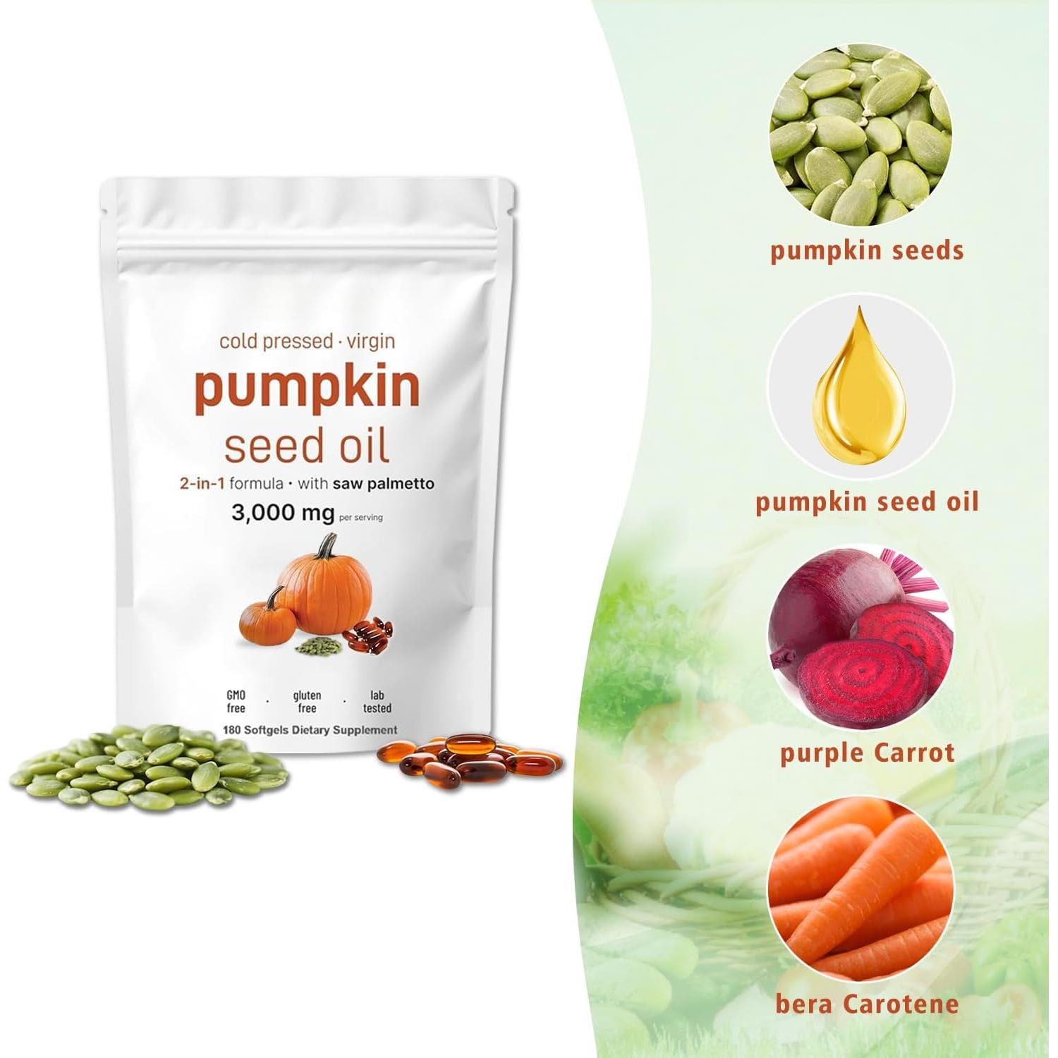 Aceite de Semilla de Calabaza J-PRQ 3000mg 180 Gelatinas Blandas