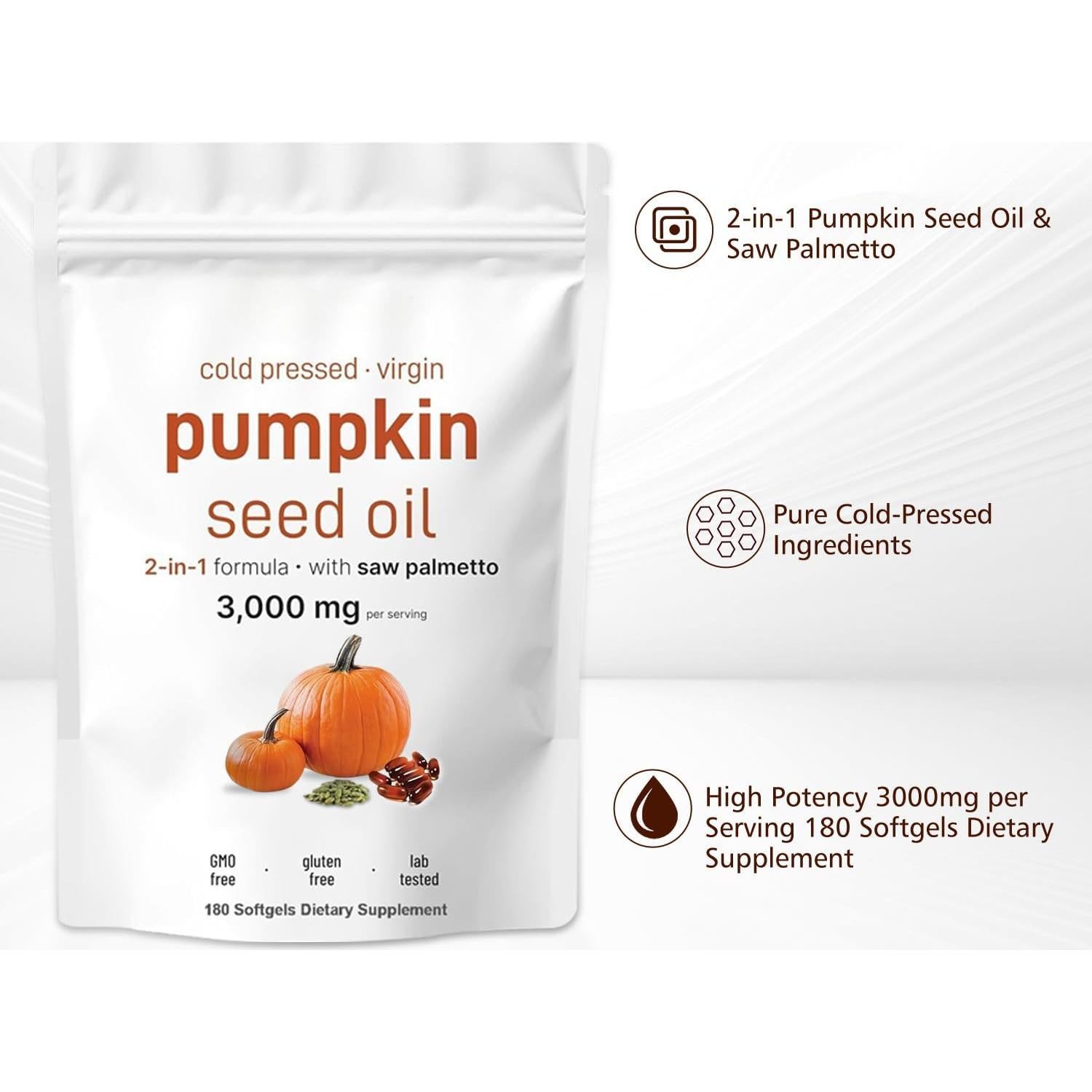 Aceite de Semilla de Calabaza J-PRQ 3000mg 180 Gelatinas Blandas