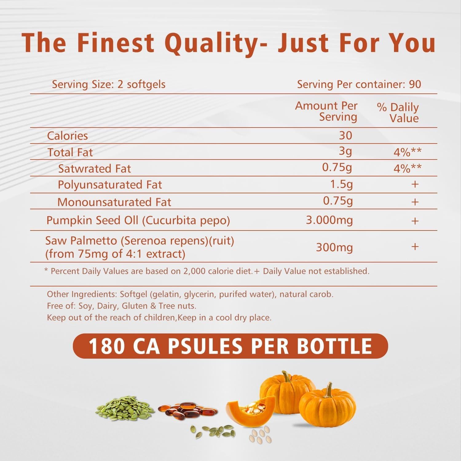 Aceite de Semilla de Calabaza J-PRQ 3000mg 180 Gelatinas Blandas