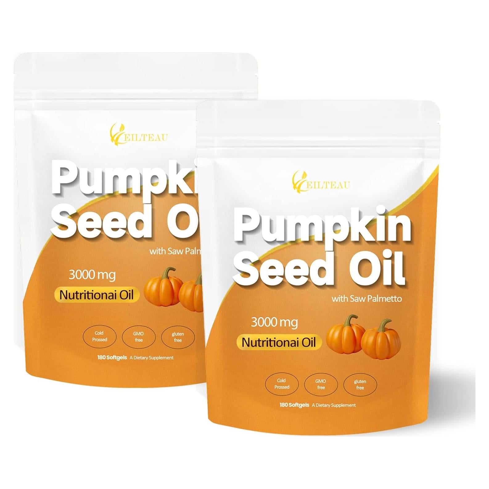 Aceite de Semilla de Calabaza EILTEAU con Saw Palmetto 3000mg 180 Softgels