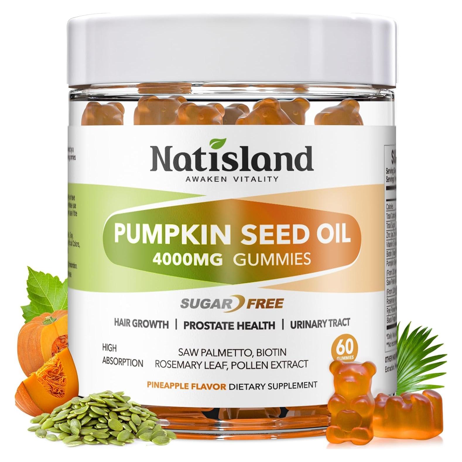 Gomitas de Aceite de Semilla de Calabaza Natisland 60 Unidades