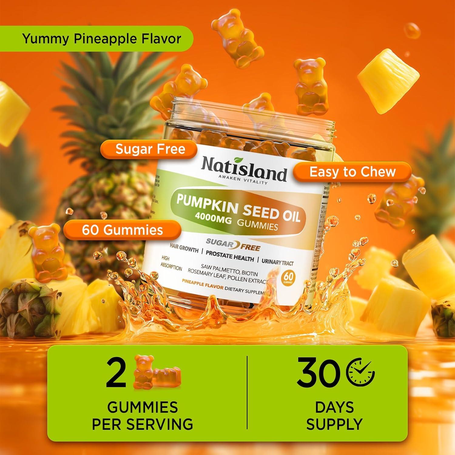 Gomitas de Aceite de Semilla de Calabaza Natisland 60 Unidades