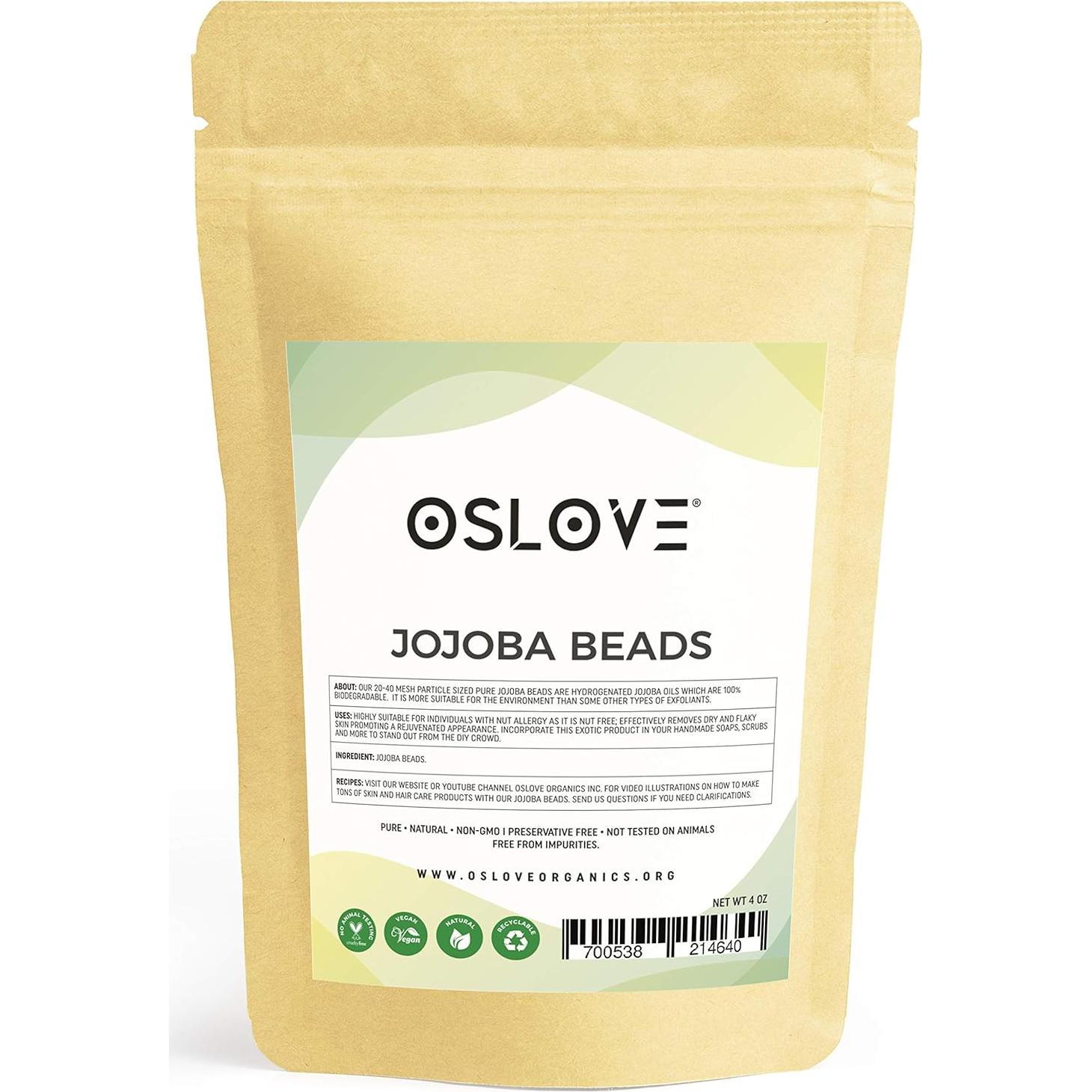Perlas de Jojoba Puras Oslove Organics 113.4g Exfoliantes