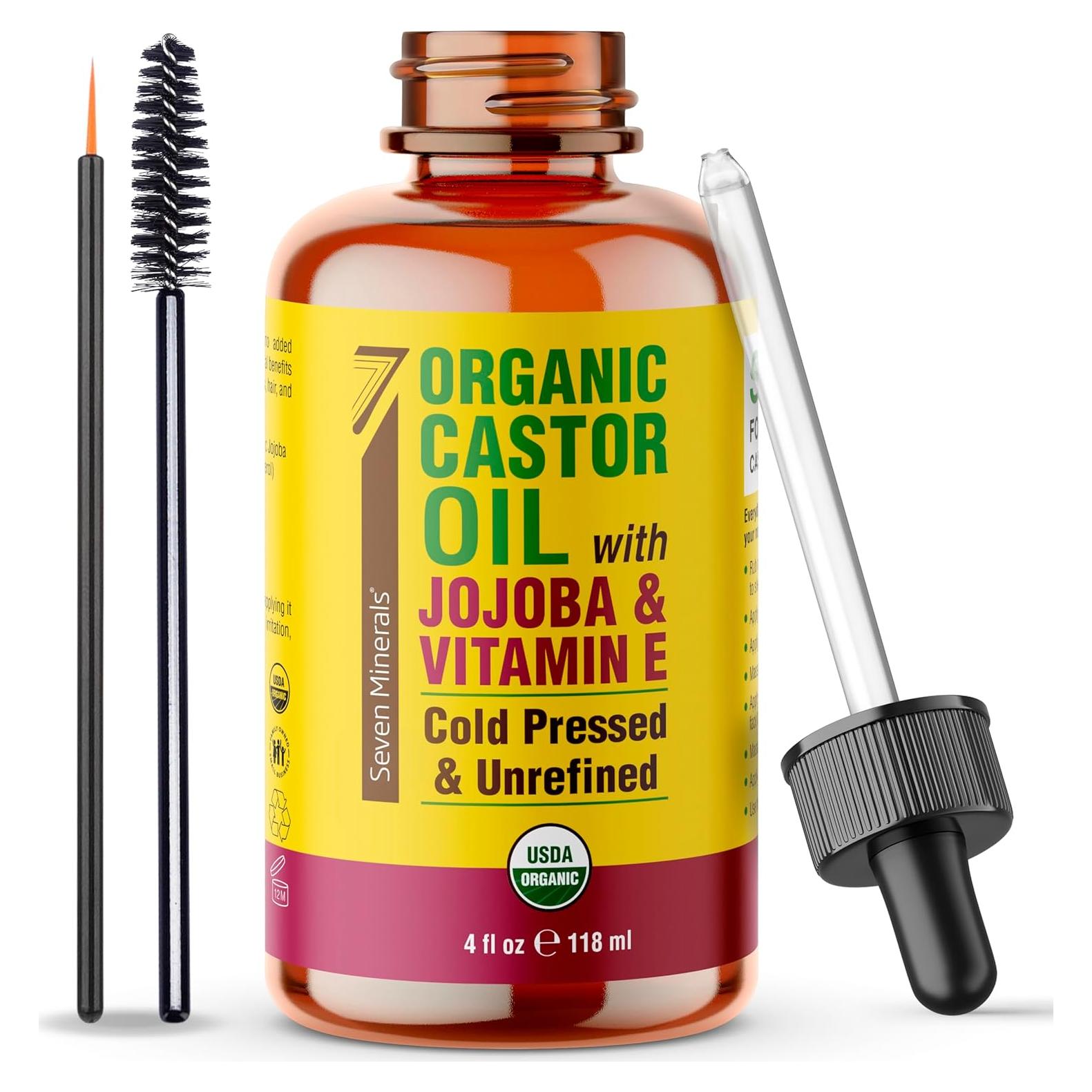 Aceite de Ricino Orgánico Seven Minerals 118 ml - Crecimiento Pestañas y Cejas