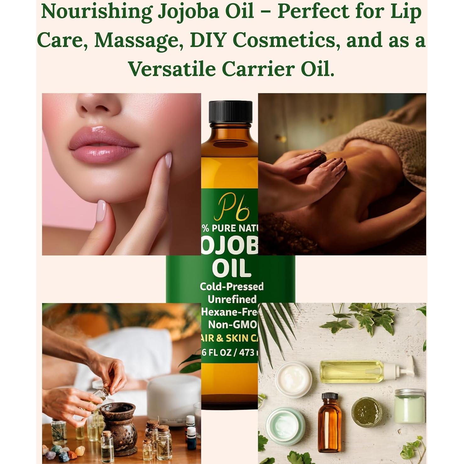 Aceite de Jojoba 236.6 ml Pomberries - Prensado en Frío, Sin Refinar