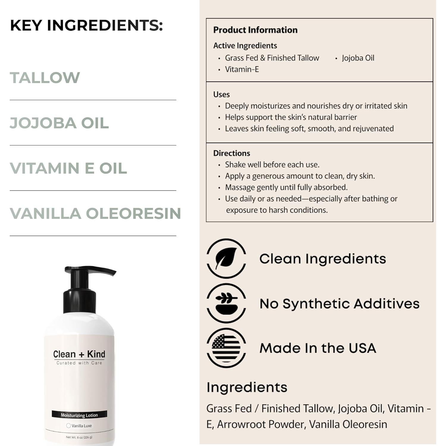 Loción Corporal Hidratante Clean + Kind 227 g Vainilla