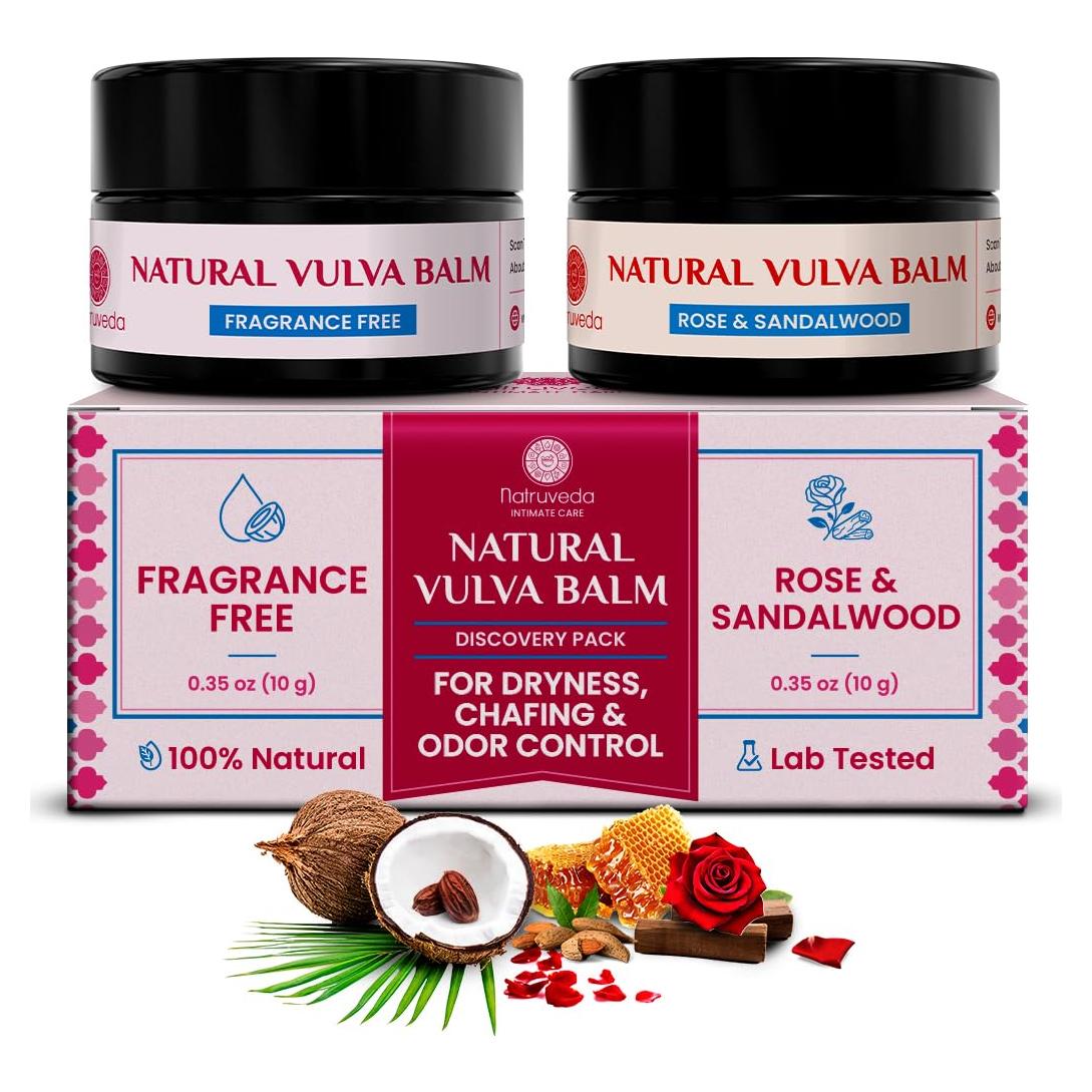 Bálsamo Vulvar Natruveda 10g - Hidratante Femenino Sin Fragancia y Sándalo Rosa