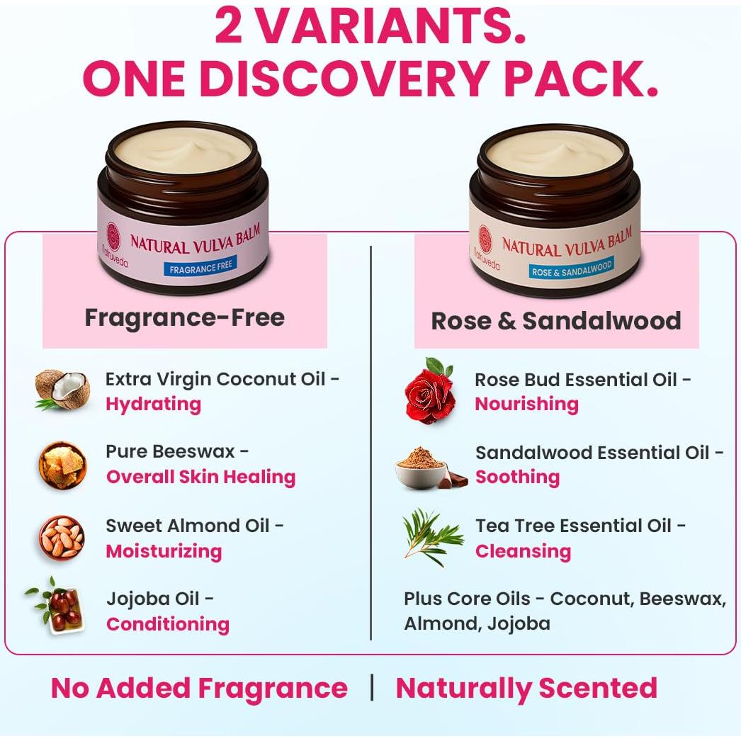 Bálsamo Vulvar Natruveda 10g - Hidratante Femenino Sin Fragancia y Sándalo Rosa