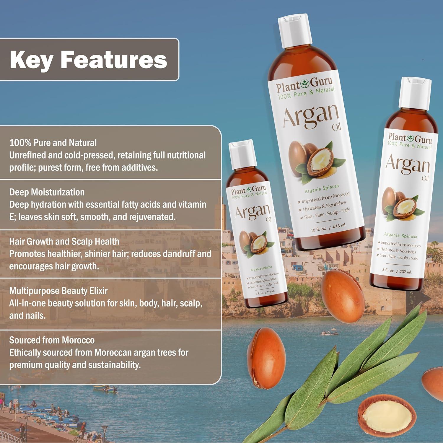 Aceite de Argán 946 ml Plant Guru - 100% Puro, Hidratante