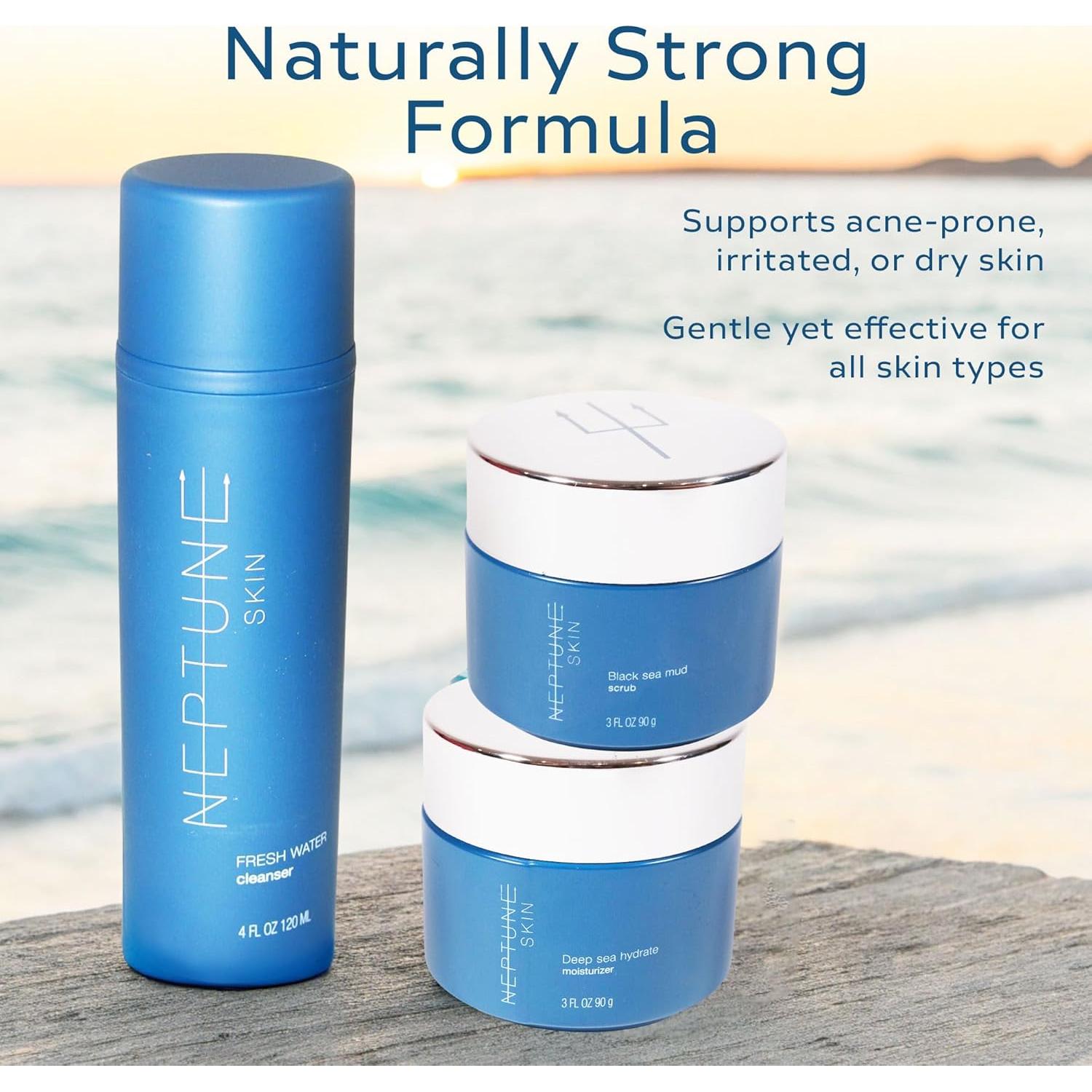 Paquete de Cuidado de la Piel Neptune 3 Piezas - Limpiador, Hidratante y Exfoliante Natural