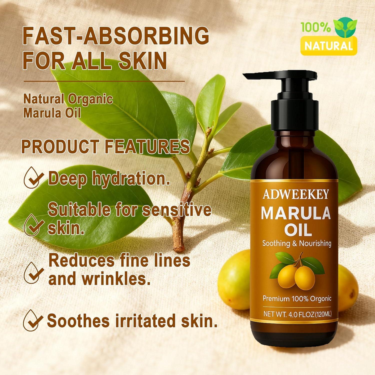 Aceite de Marula Orgánico Adweekey 120 mL Hidratación Rápida