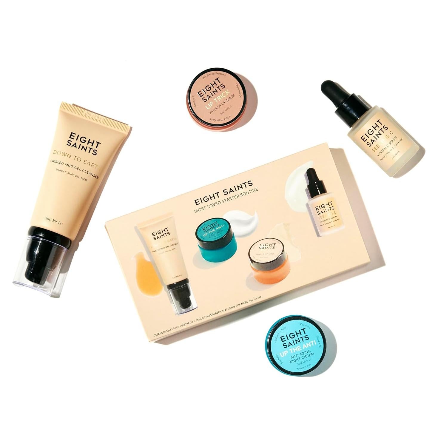 Conjunto de Cuidado de la Piel Eight Saints - Limpiador, Suero, Crema