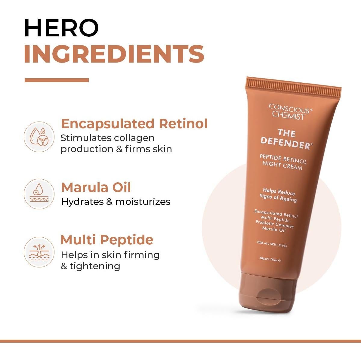 Crema Facial Nocturna Anti Envejecimiento Conscious Chemist 50ml