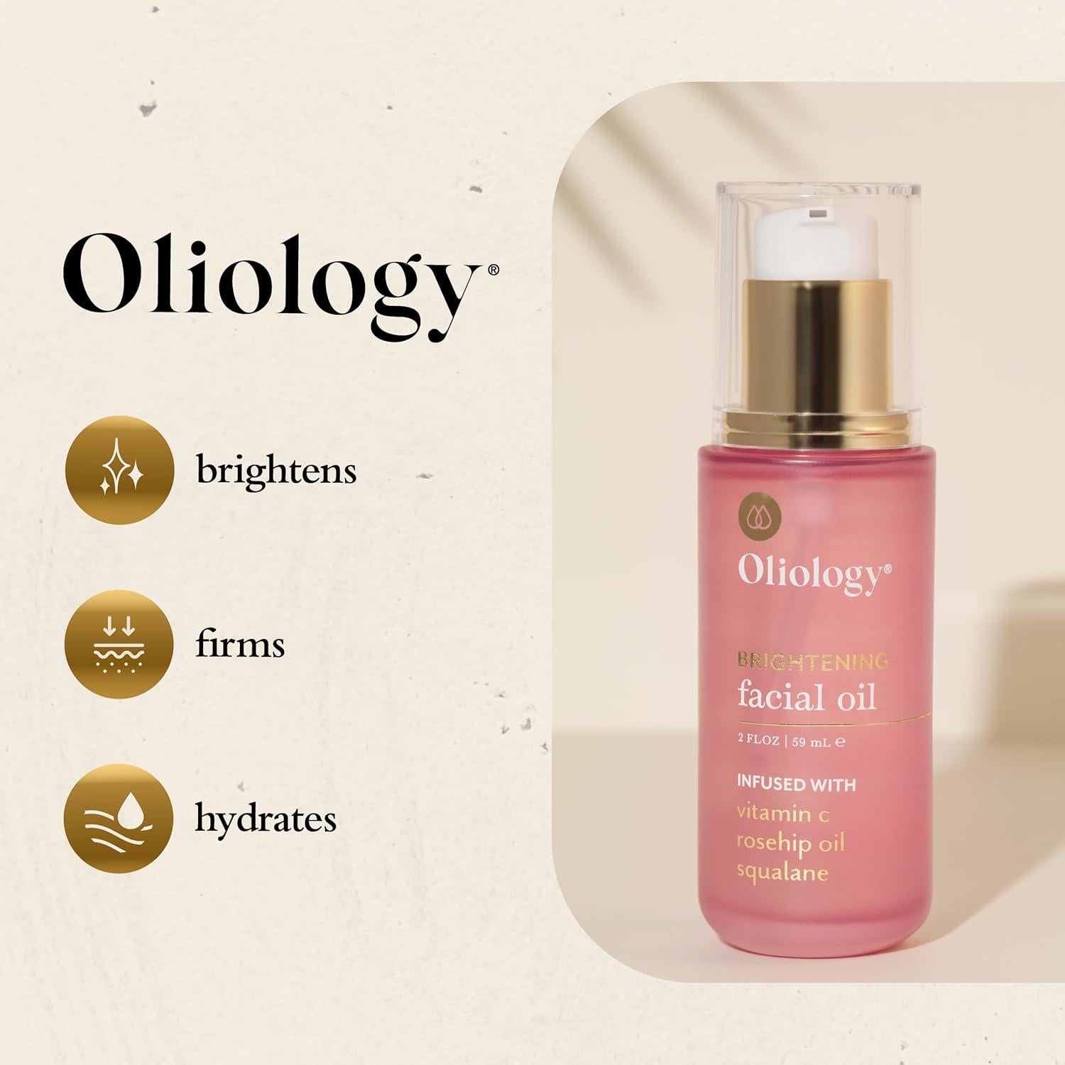 Aceite Facial Iluminador Oliology 59 ml - Vitamina C y Rosa Mosqueta