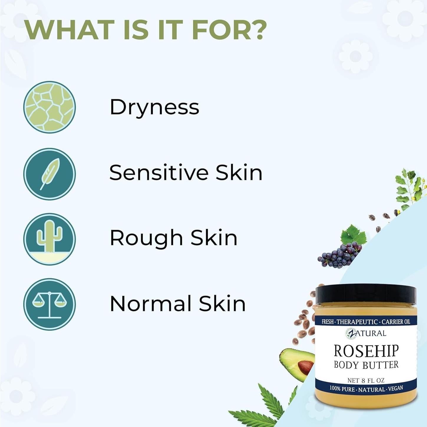 Mantequilla de Rosa Mosqueta Orgánica Zatural 226 g - Vitamina C Pura