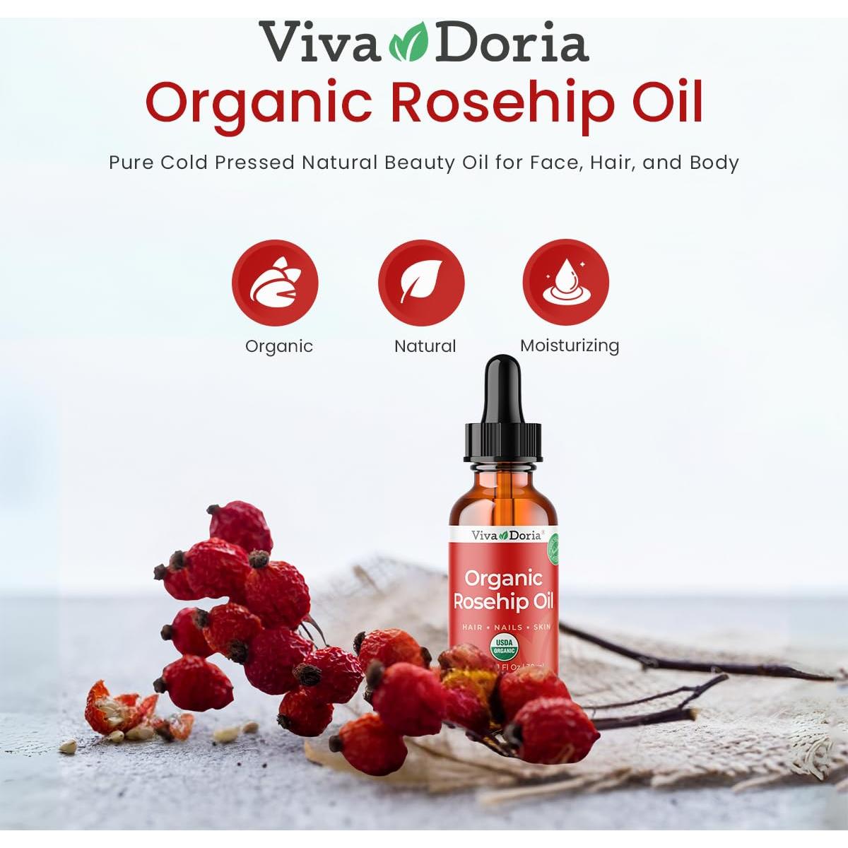 Aceite de Rosa Mosqueta Orgánico Viva Doria 30 ml Puro y Natural