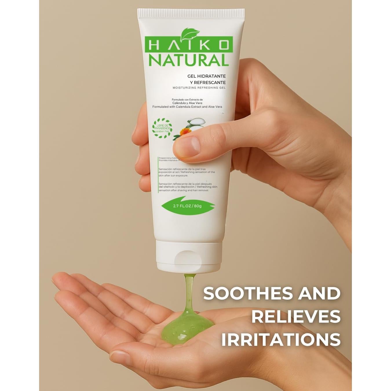 Gel Calmante Hidratante Haiko Natural con Caléndula y Aloe Vera 80 ml